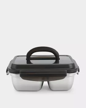 Прямоугольный металлический контейнер с разделителем, 1800 мл