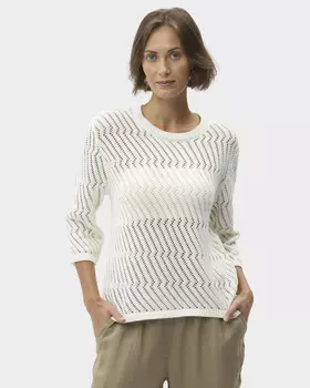 Пуловер ажурной вязки с добавлением хлопка