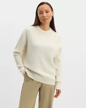 Пуловер фактурной вязки из 100% шерсти