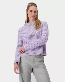 Пуловер из хлопковой пряжи с объемным вязаным узором «ананас»