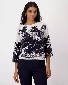 Пуловер из натурального хлопка с узором «Английский сад»