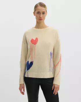 Пуловер из смесовой пряжи на основе шерсти с узором в виде сердец