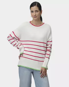 Пуловер из вискозного трикотажа в яркую полоску