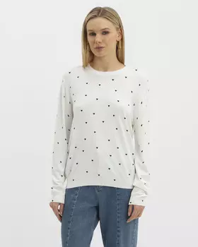 Пуловер из вискозы с узором в виде сердечек