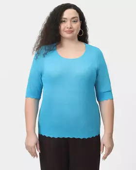 Пуловер прямого кроя с фигурным акцентом по низу