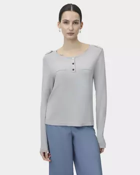 Пуловер прямого кроя с имитацией планки