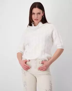 Пуловер прямого кроя с коротким рукавом