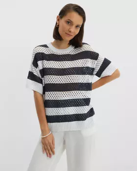 Пуловер прямого кроя с круглым вырезом