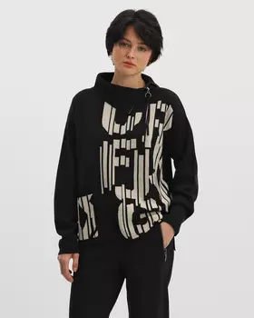 Пуловер прямого кроя с принтом на полочке