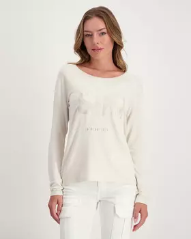 Пуловер прямого кроя с узором на полочке