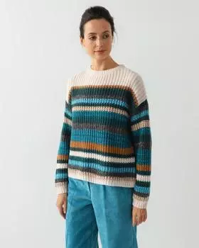 Пуловер крупной вязки в полоску