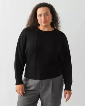 Пуловер фактурной вязки со съемным капором в комплекте