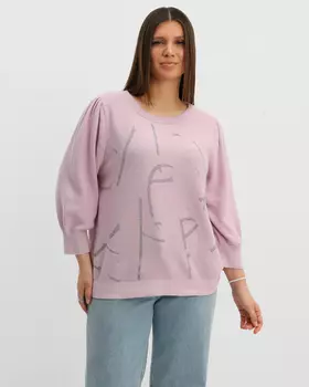 Трикотажный пуловер фактурной вязки с декором стразами