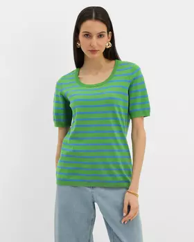 Пуловер, р. 50, цвет Зеленый/синий