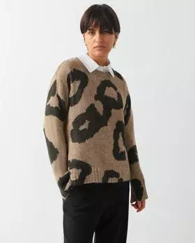 Пуловер, р. 54, цвет Леопард
