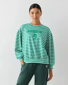 Пуловер, р. 58, цвет Белый/зеленый