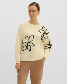 Пуловер с цветочным узором