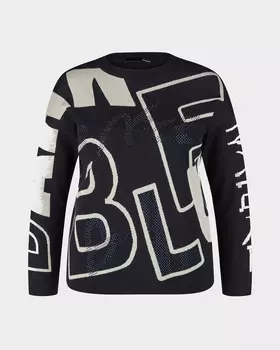 Пуловер с жаккардовым узором и термоклеевыми стразами