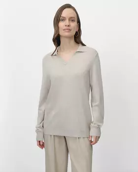 Пуловер свободного кроя с отложным воротником