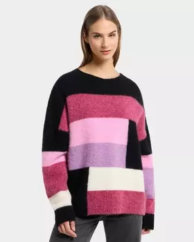 Пуловер свободного кроя с жаккардовым геометрическим узором