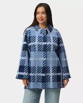 Пушистое полупальто в клетку