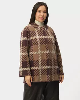 Пушистое полупальто в клетку