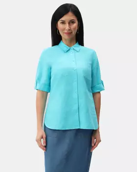 Рубашка с отложным воротником из хлопка и льна