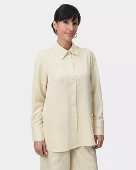 Рубашка с отложным воротником в тонкую вертикальную полоску