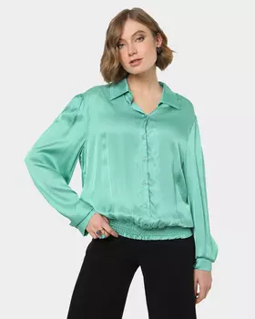 Рубашка свободного кроя из 100% вискозы с отложным воротником