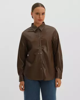 Рубашка свободного кроя из мягкой экокожи