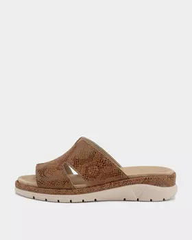 Сабо из натуральной кожи с фактурой под рептилию