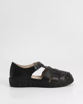 Сандалии увеличенной полноты с плетеным верхом из натуральной кожи и стелькой Airmotion