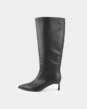 Сапоги из натуральной кожи на каблуке kitten heel