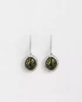 Серьги ажурные из серебра с янтарем