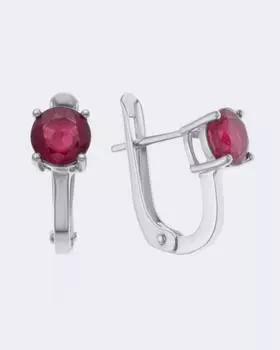 Серьги базовые с драг.камнем, р. Безразмера, цвет Рубин