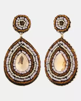 Серьги из бисера с кристаллом