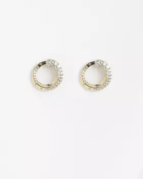 Серьги-пусеты из серебра с позолотой в форме колец