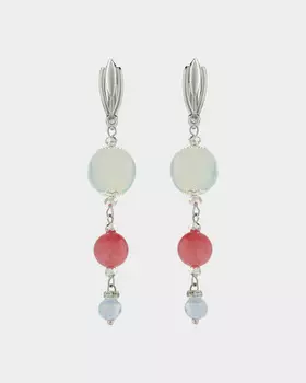 Серьги с фантазийной швензой и натуральными кварцем и лунным камнем