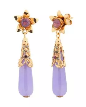 Серьги с фиолетовым стеклом