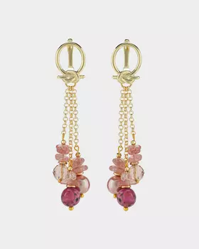 Серьги с клубничным кварцем и хризолитом