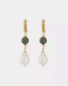 Серьги с подвесками из жемчуга Майорка круглой и каплевидной формы