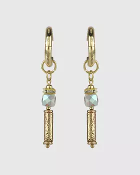 Серьги с вулканической лавой и хрустальным стеклом