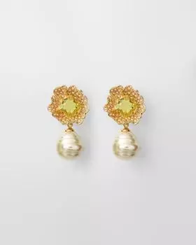 Серьги с жемчугом Майорка и кристаллами