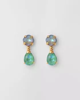 Позолоченные серьги с каплевидной подвеской и кристаллами