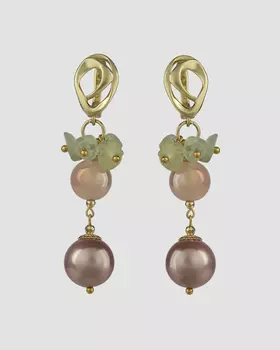 Серьги с жемчугом Майорка и натуральным пренитом