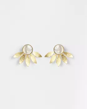 серьги сеебряные с перламутром, р. Безразмера, цвет Золотистый