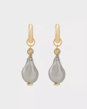 Серьги-трансформеры со съемными подвесками с крупным жемчугом Майорка в оттенке Nardo Grey