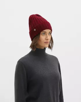Шапка бини из фактурного трикотажа на основе натуральной шерсти и кашемира