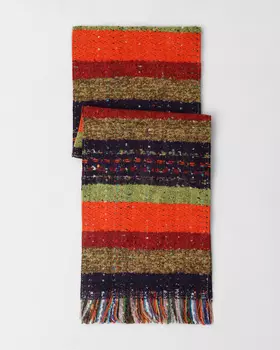 Утепленный шарф с шерстью в составе и бахромой по краям