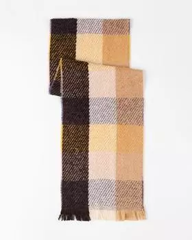 Утепленный шарф с шерстью в составе и бахромой по краям